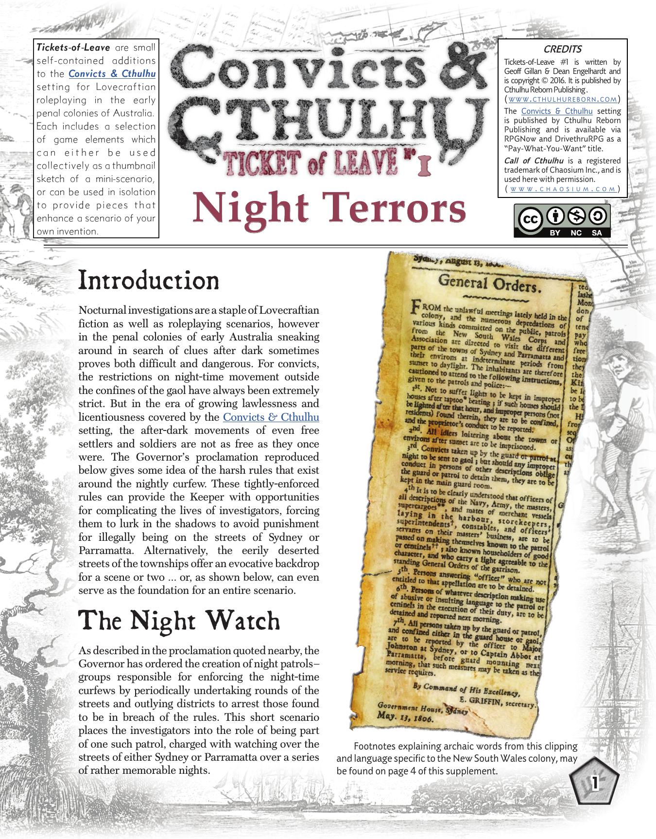 Call of Cthulhu - Convicts & Cthulhu - Ticket of Leave #01