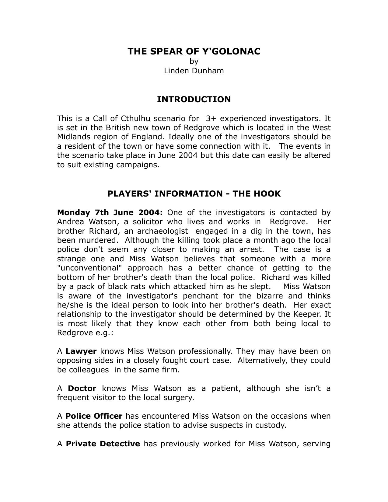 The Spear of Y'golonac