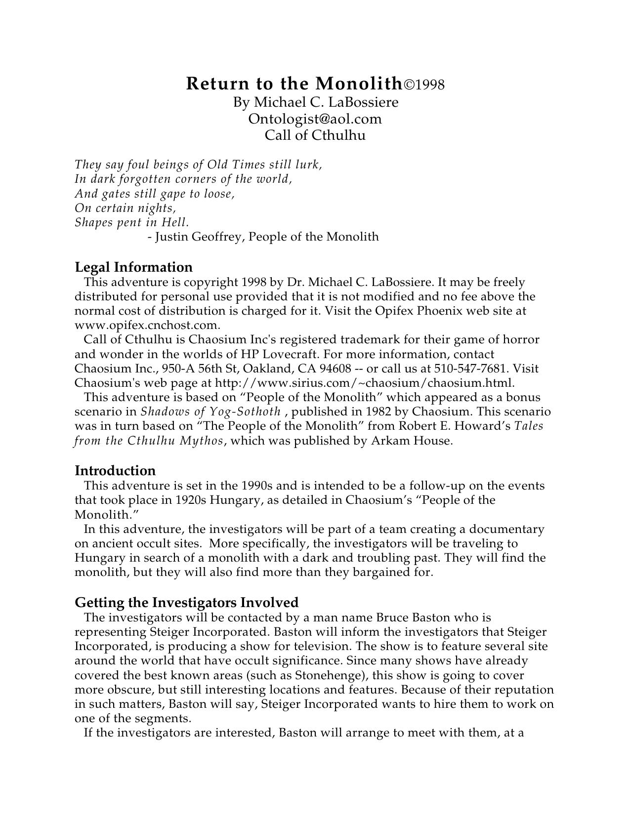 Return to the Monolith