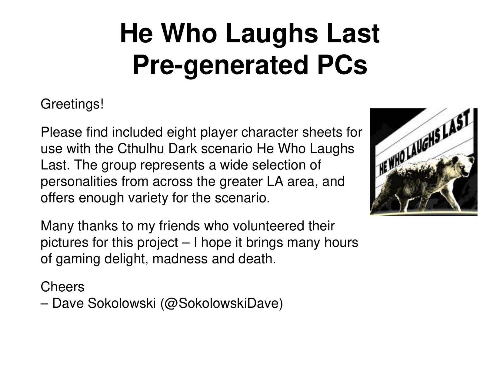 Cthulhu Dark - Adv - He Who Laughs Last - GM Kit