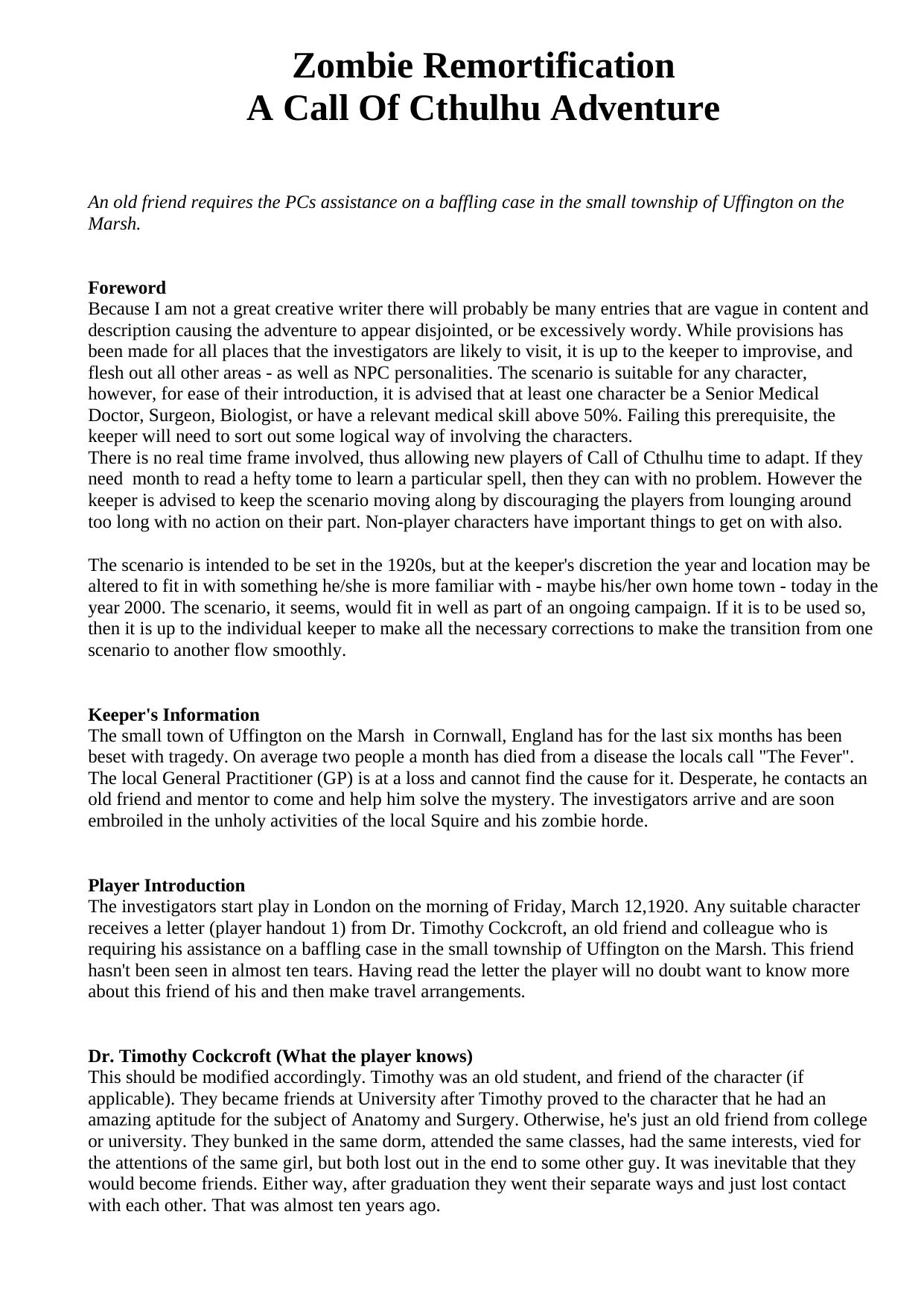 Zombie Remotification CoC