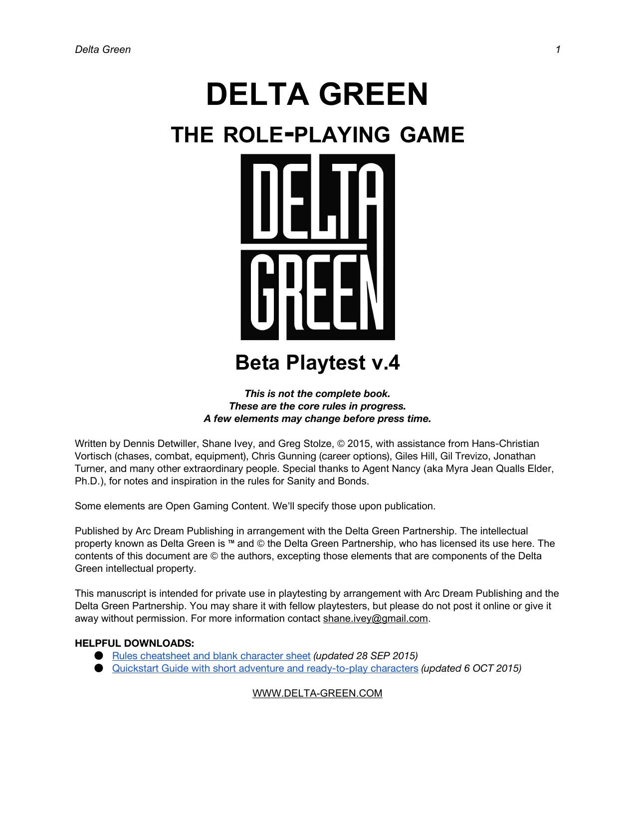 Delta Green RPG