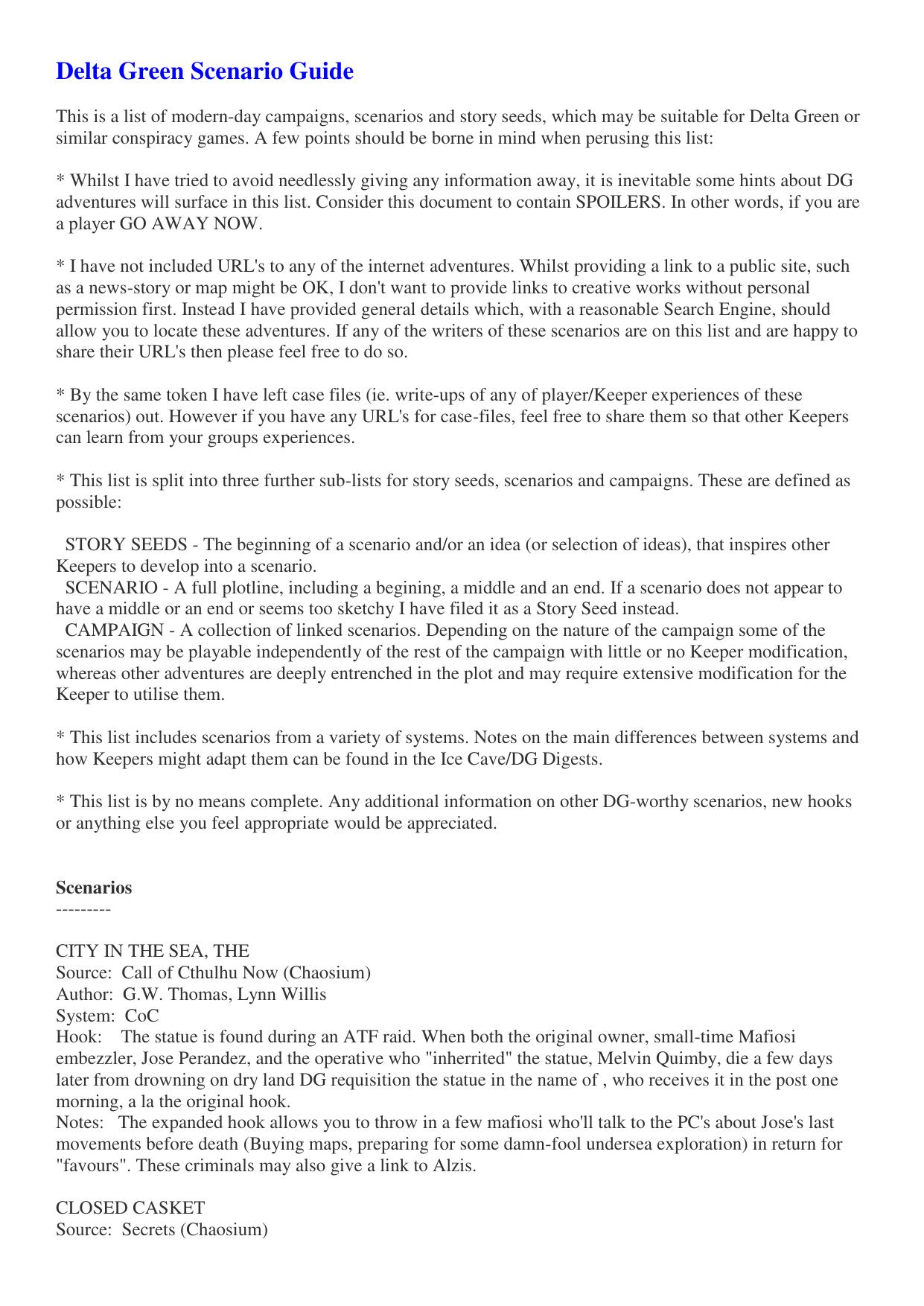CoC - Delta Green Scenario Guide
