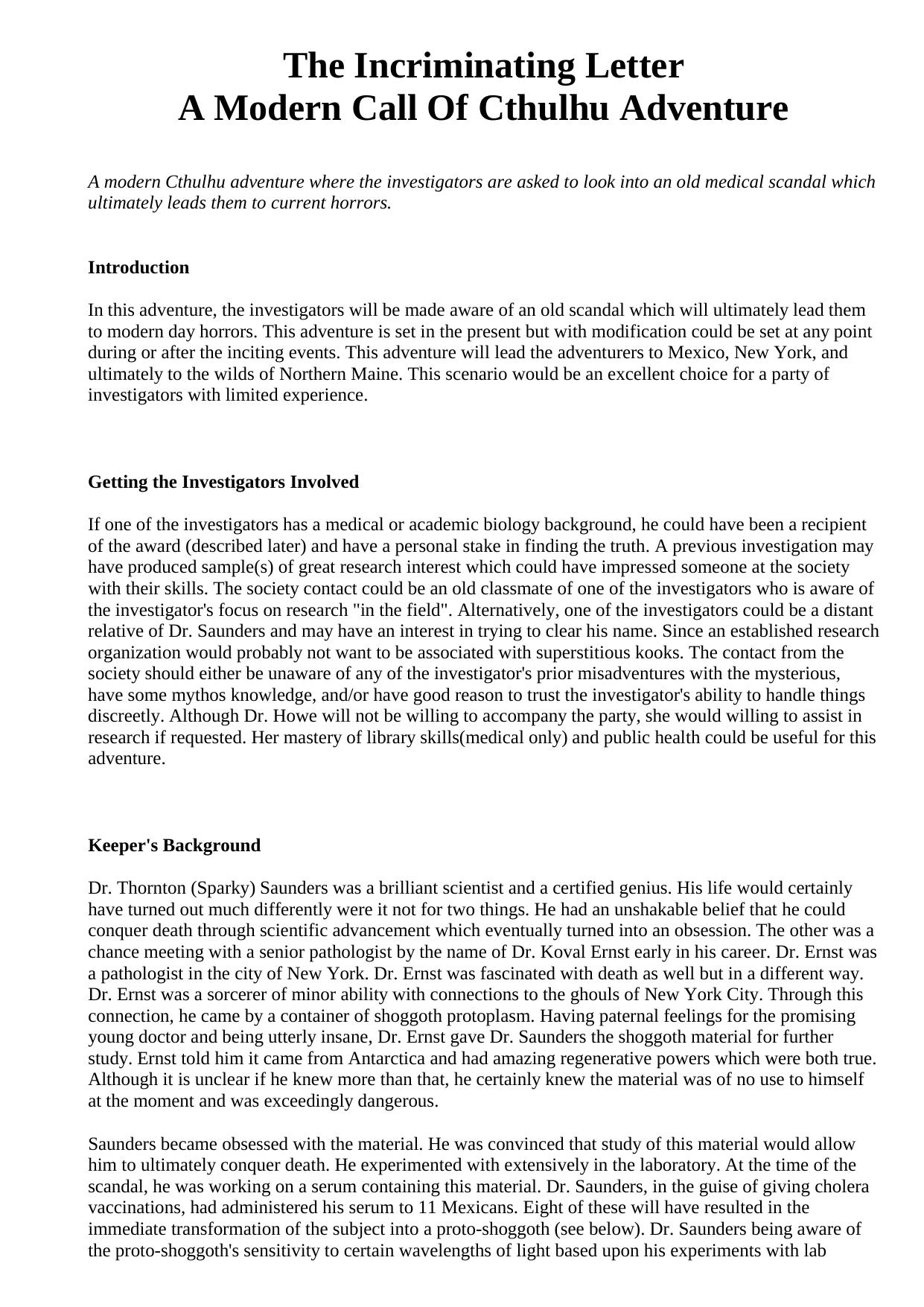 Incriminating Letter CoC