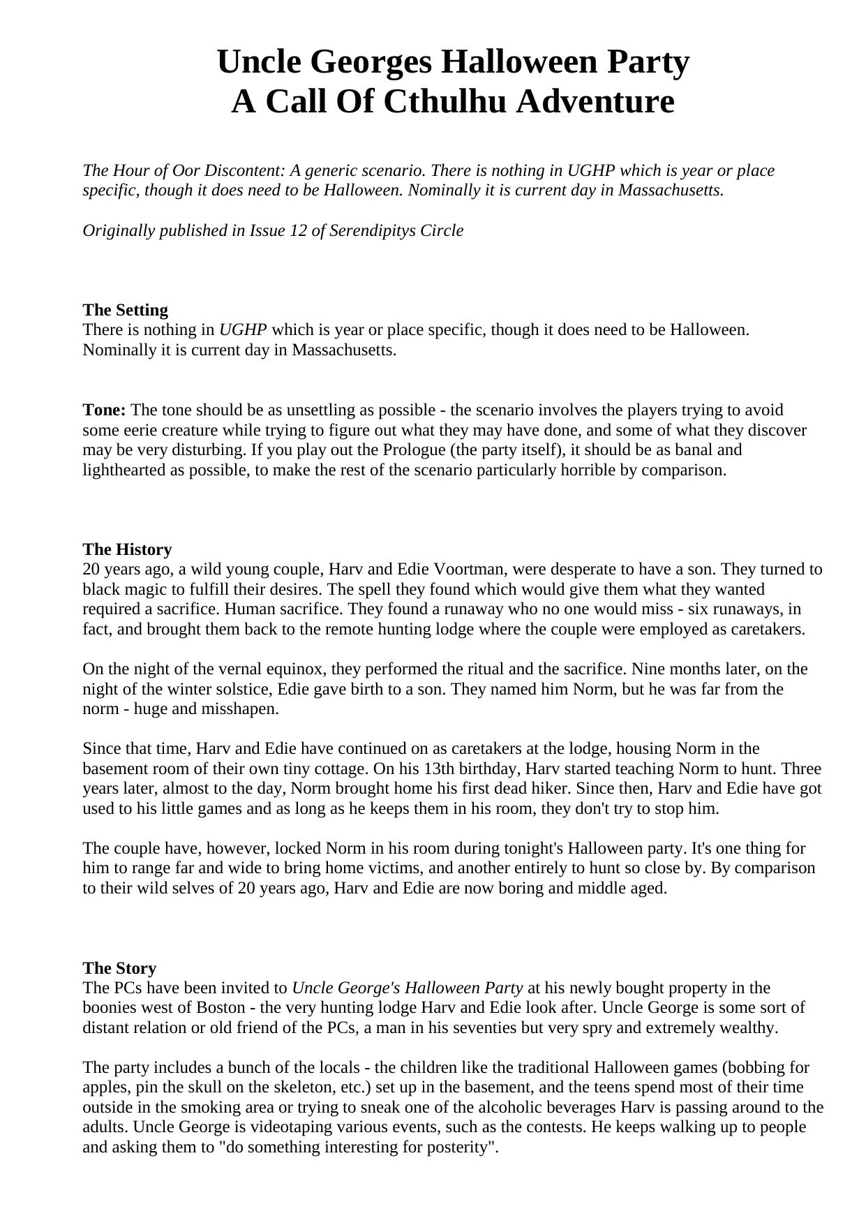 Uncle George's Halloween Party CoC