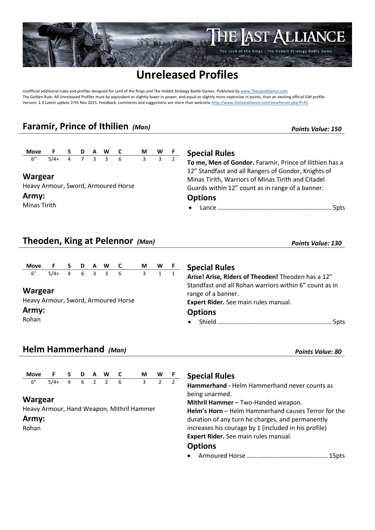 Unofficial Supplement