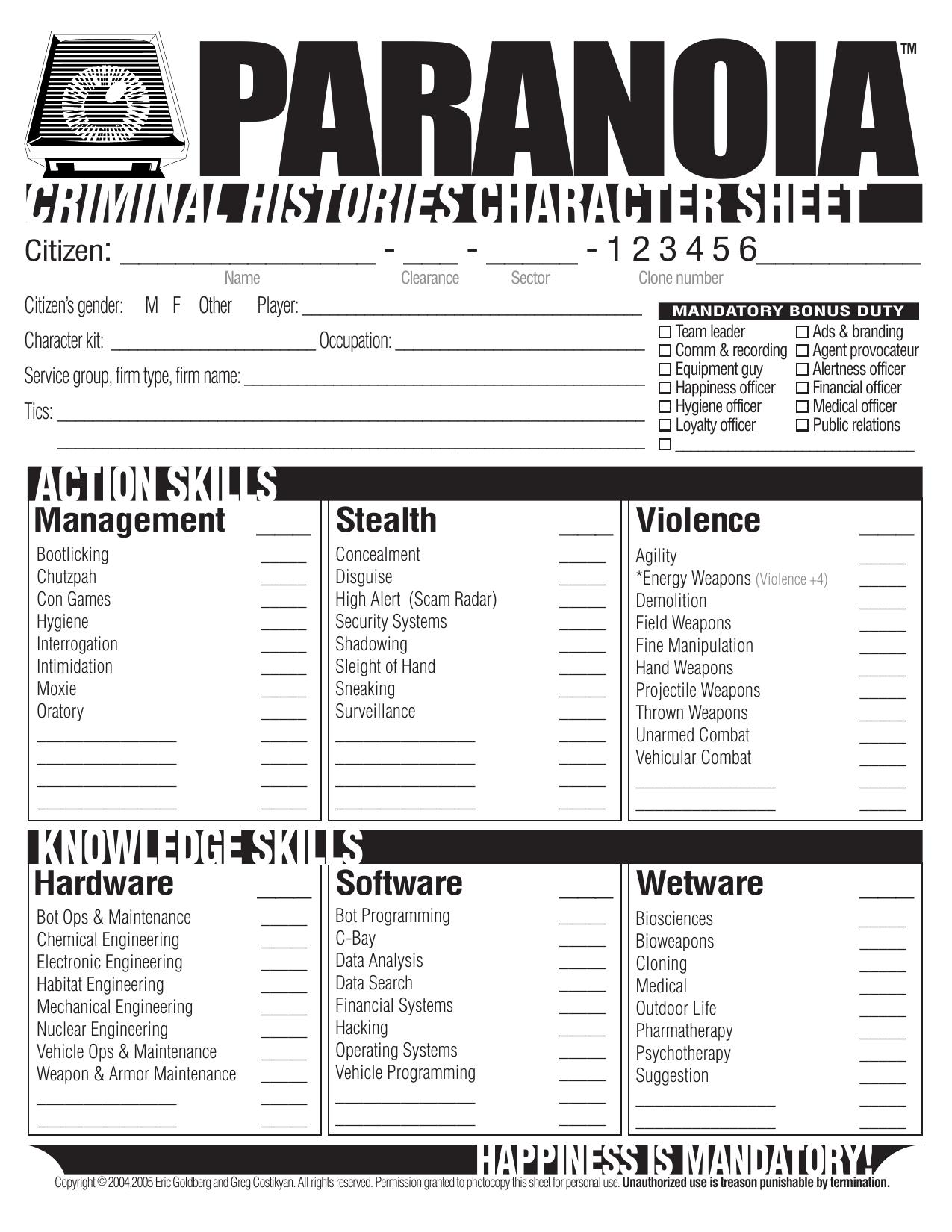 Criminal Histories Character Sheet